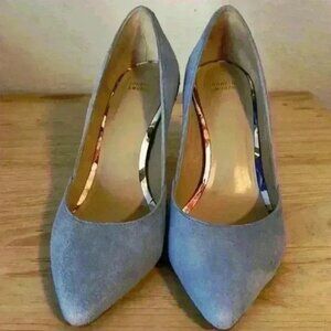 sky blue heels 4inch heels genuine leather
